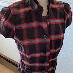 Cap sleeve flannel plaid top
